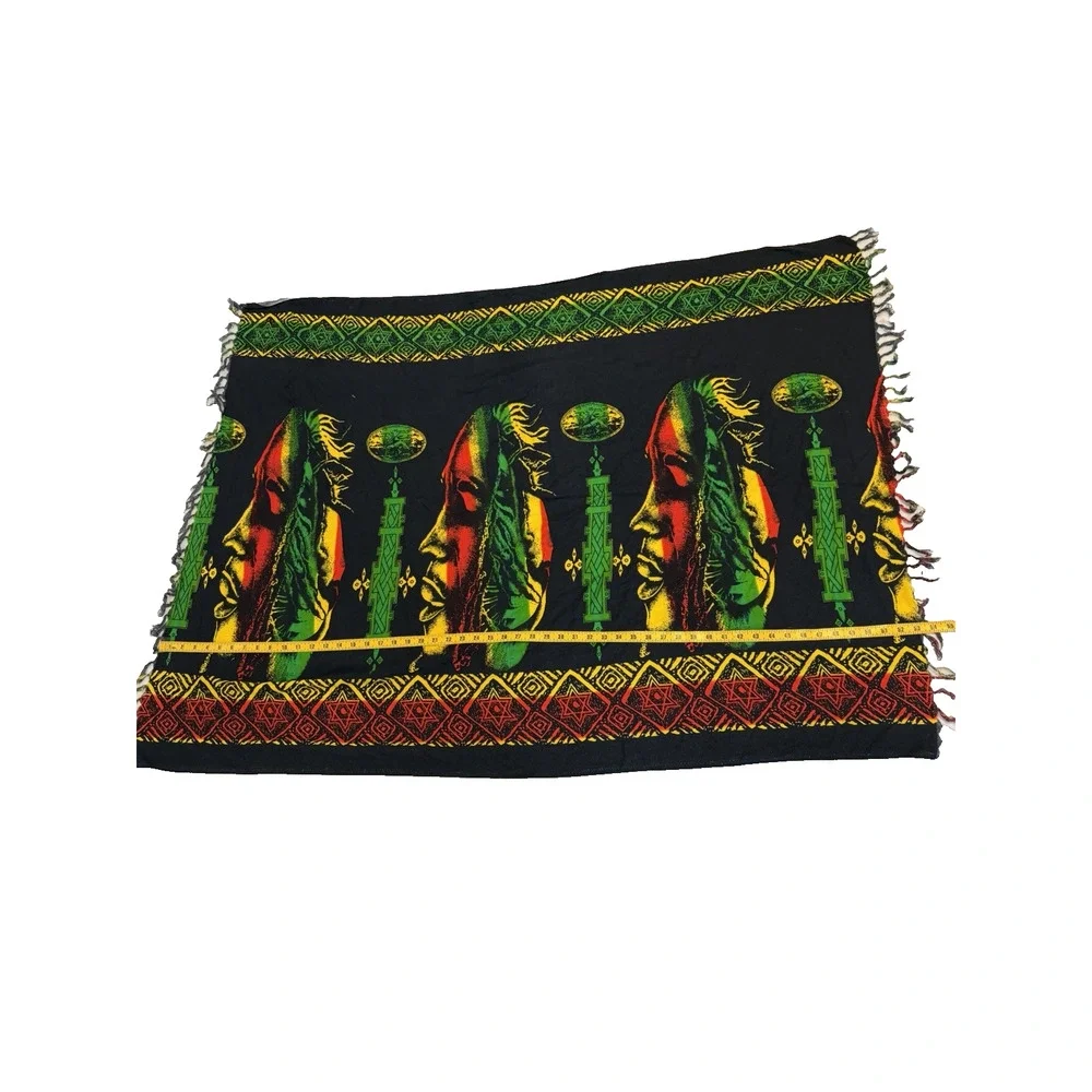 Bob Marley Tapestry Shawl Beach Cover-up Sarong Multicolor With Fringe